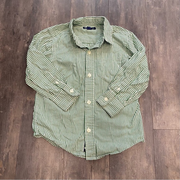 Gap Green Striped Button Down Shirt - Picture 2 of 6